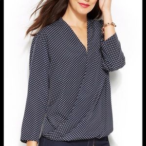 Micheal Kors Navy Polka Dot Blouse.